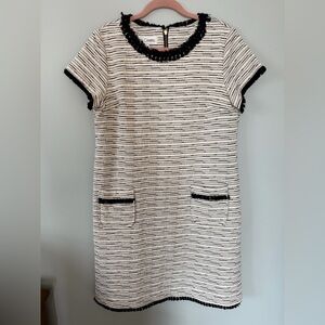 Sara Campbell // Black and White Patterned Dress with Fringe